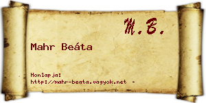 Mahr Beáta névjegykártya